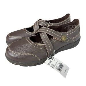 Thom McAn Womens Davney Brown Leather Mary Jane Comfort Shoes Slip On Size 6.5